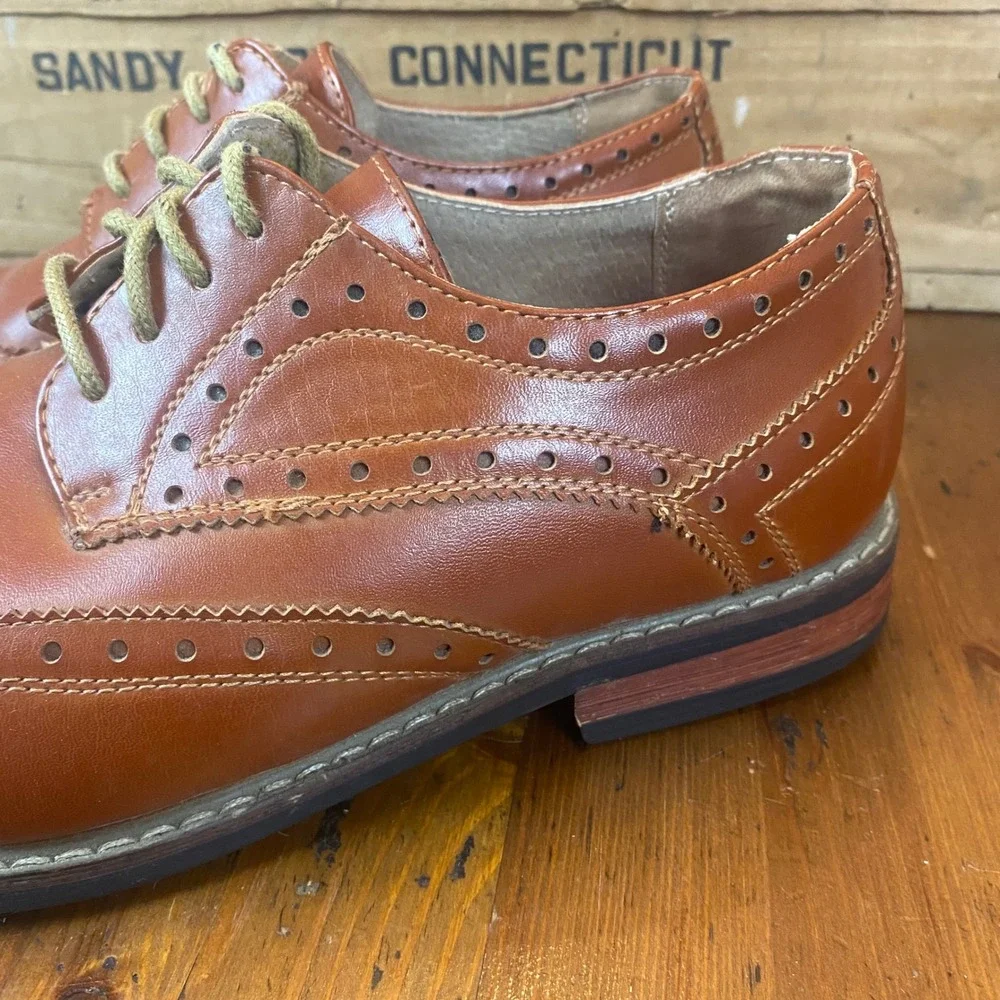 Bruno Marc‎ Prince 03 Mens Size 7.5 Brown Leather Wingtip Oxford Brogue Shoes